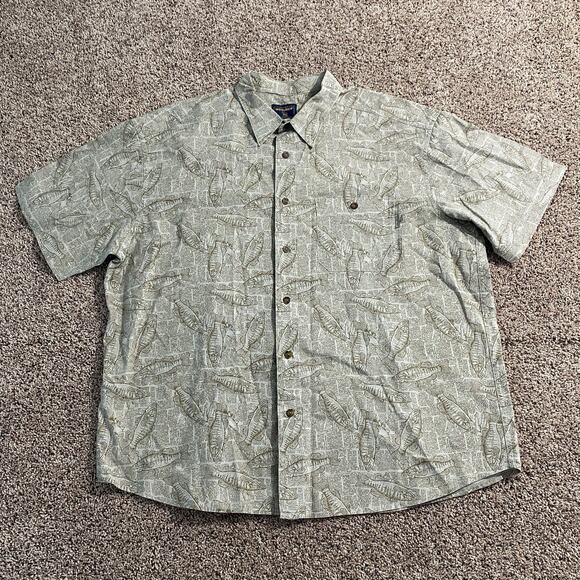 Woolrich Other - VTG Woolrich Khaki Newspaper Bass Button Shirt Men's 2XL Fishing All Over Print